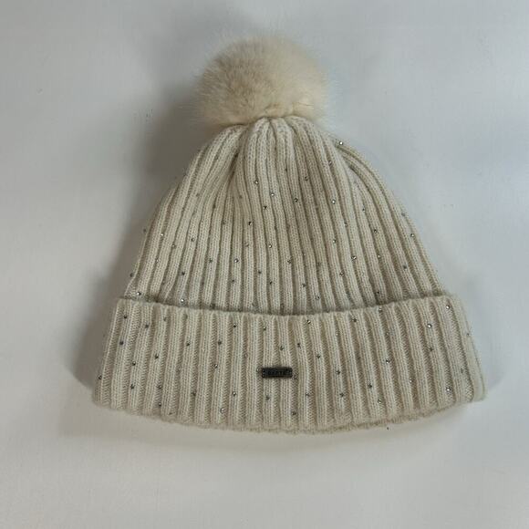 Barts Splendor Beanie Womens One Size Embellished Lambswool Cream Winter - Picture 1 of 5